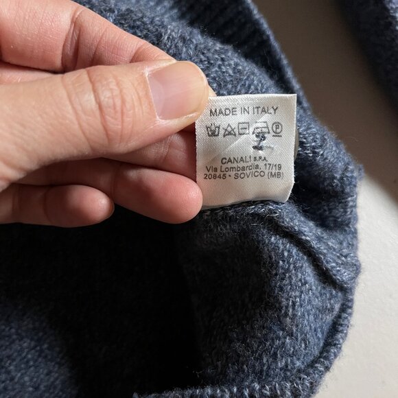 Canali Wool Shawl Collar Cable Knit Cardigan Sweater - Men's Size 50 - Blue - Picture 10 of 14